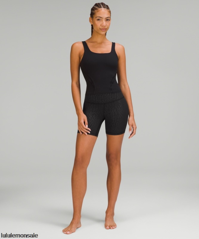 Lululemon Damen DELULU114 | Ausrichten Hochhaus Kurz 6 Segment Prägung Schwarz